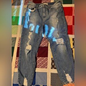 Women's Distressed Blue Skinny Jeans